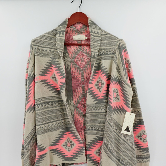 Dreamers Tribal Cardigan Womens S-M Pink Open Front Southwestern - Picture 3 of 16